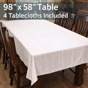 Set of 4 Sheer Off-White 58"x94" Lightweight Tablecloths